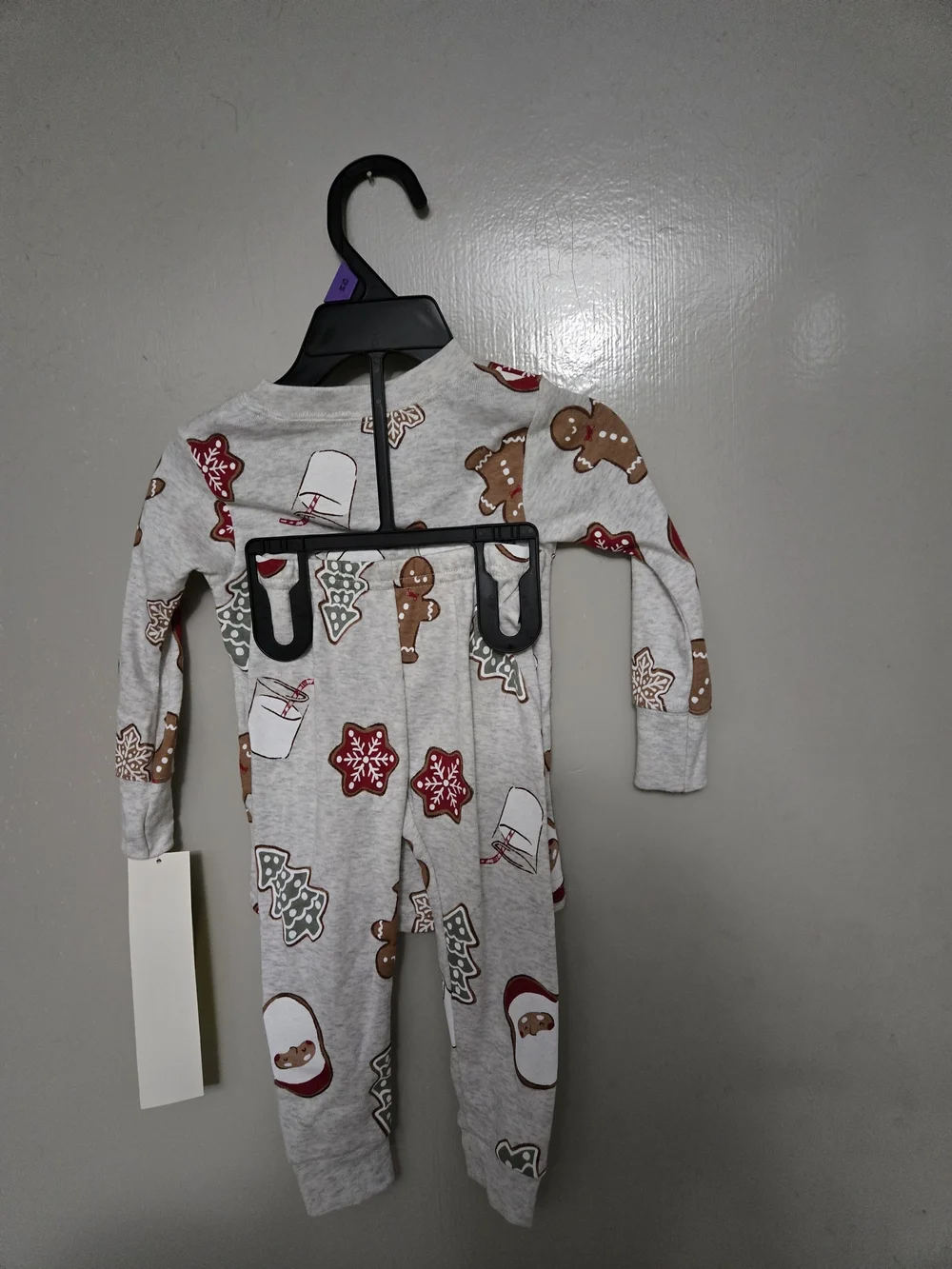 Carter's Light Gray Holiday Cookie & Santa Pajama Set